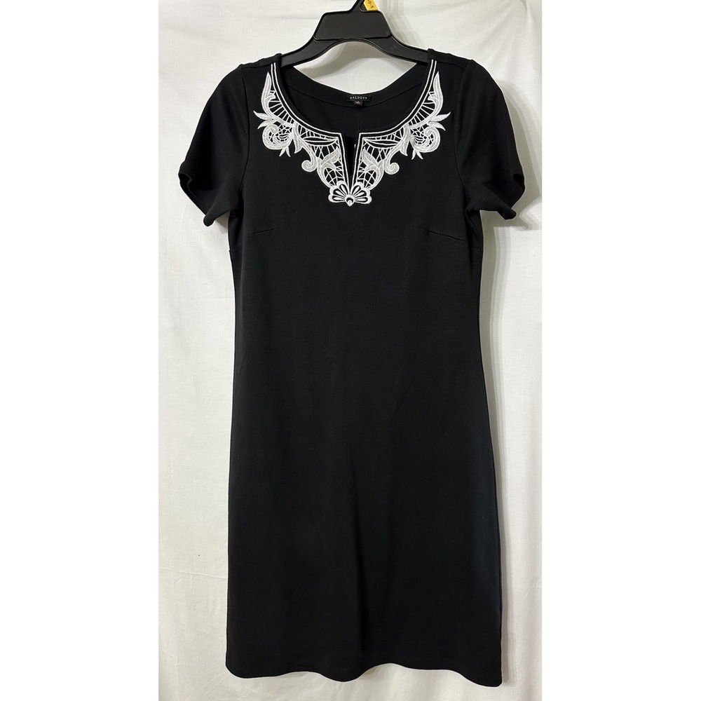 NWT Talbots Womens Black Pull‎ Over Short Sleeve Casual Cotton Dress Size Small